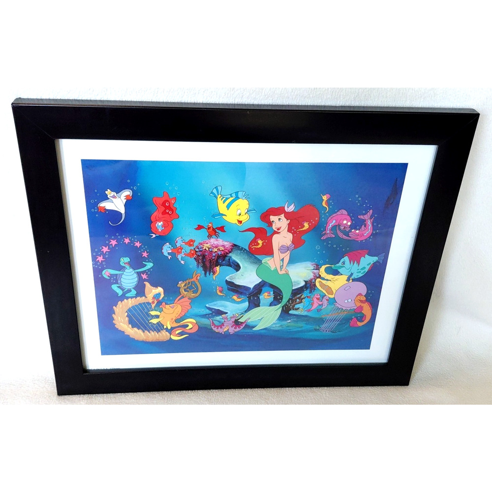 Disney The Little Mermaid Framed Artwork 16" x 13" Ariel/Flounder/Sebastian